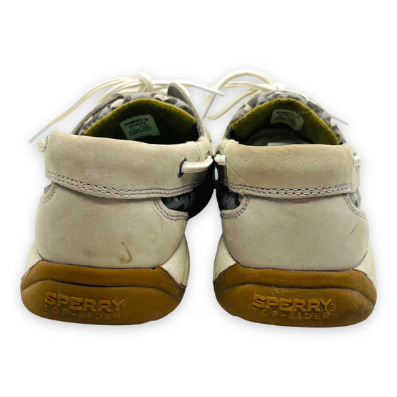 🍀SPERRY Women’s Gray Leopard Lace Up Moc Toe Boat Shoes Slip On Loafers Size 7M - Picture 6 of 11